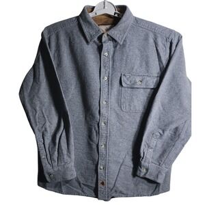 Legendary Whitetail Mens Long Sleeve Button Flannel Shirt L Gray Corduroy Collar